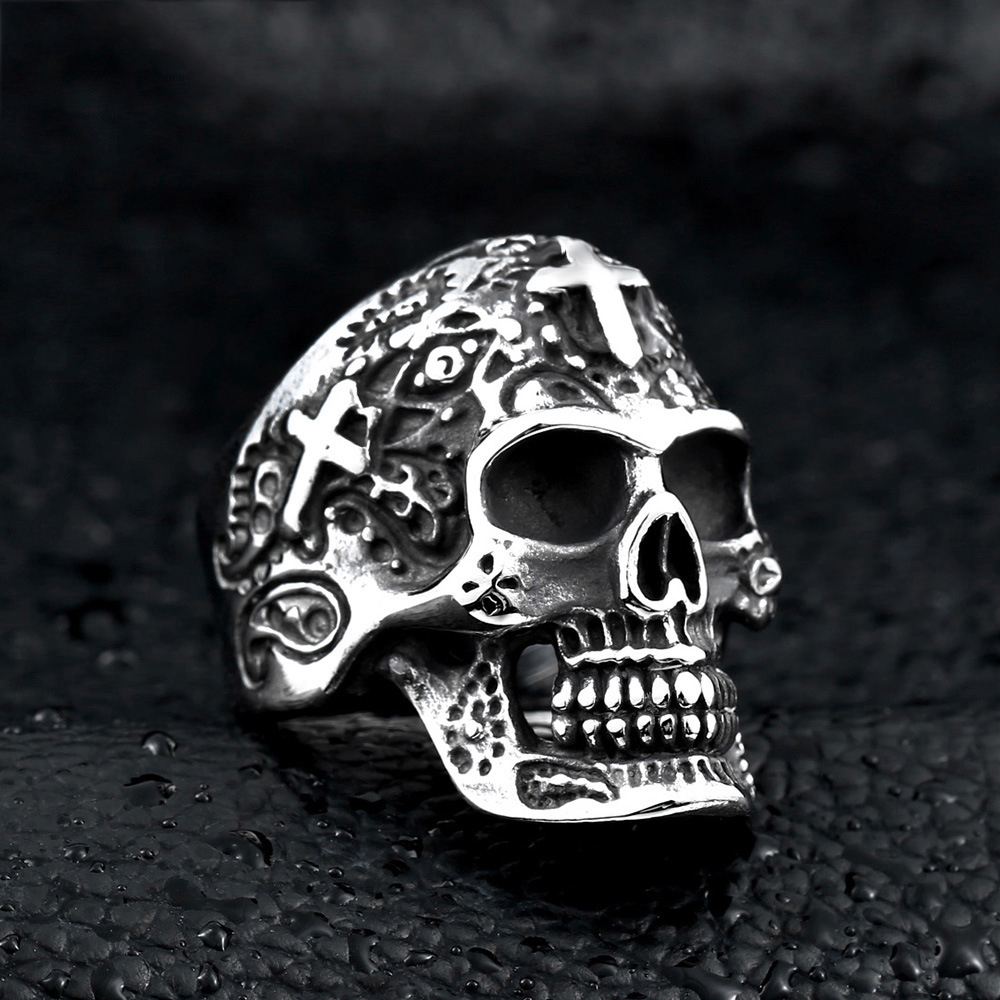 316L Stainless steel steam ram Men punk ring Cross... – Vicedeal