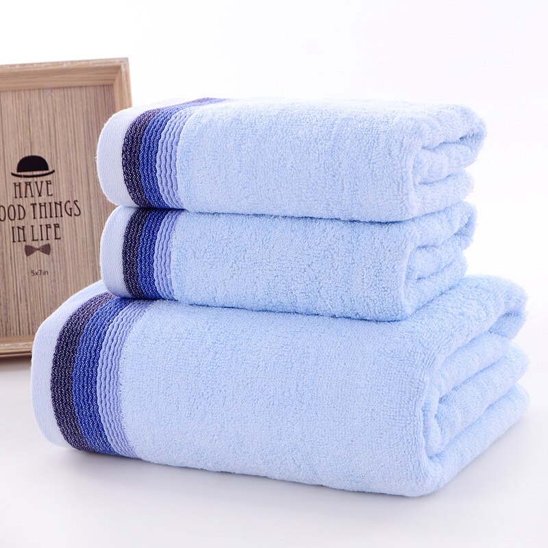 Toallas de baño de algodón suave para adultos, toalla absorbente de felpa, Sábana de baño playa rostro de lujo, juego de toallas básicas para mujeres, 3 uds. O 1 ud. TS55: Azul cielo / 3 Pack Towel Set