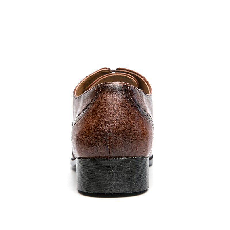FIXSYS Mens Dress Shoes Pointed-toe Oxford Shoes Leather Brogue Shoes Classic Business Formal Shoes Man Wedding Shoes