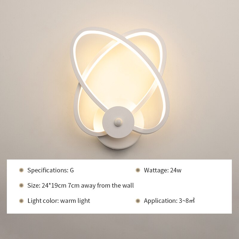 ledet vegglampe moderne stue soverom nattbord hvit ledet lampett sirkel gevir plommeblomst midtgang korridor vegglampe: type g / Kul hvit