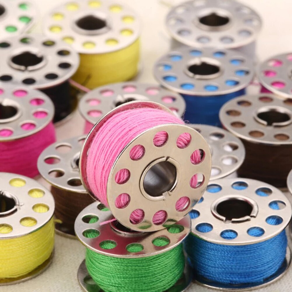 Carretes de plástico para máquina de coser, 25 bobinas de colores para el hogar, accesorios de trabajo hecho a mano, herramientas de costura