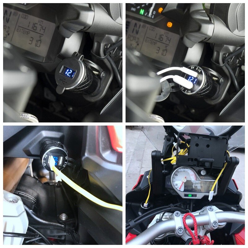 For 4.2A 5V Motorcycle Dual USB Charger Socket Adapter Waterproof Power Outlet With LED Light For BMW Ducati MOTOR