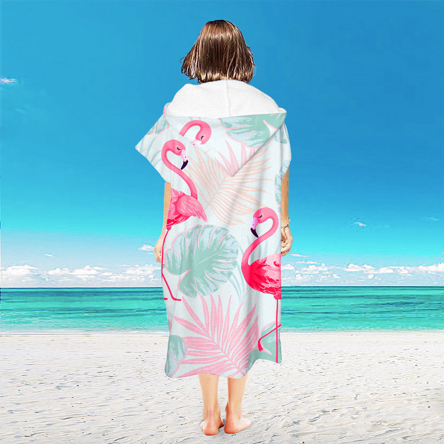 Strandtuch mit Kapuze für Männer und Frauen, Kapuzenhandtücher, Bademantel für Erwachsene, schnell trocknend, leicht, weich, Mikrofaser-Poncho, Bademantel: Weiß