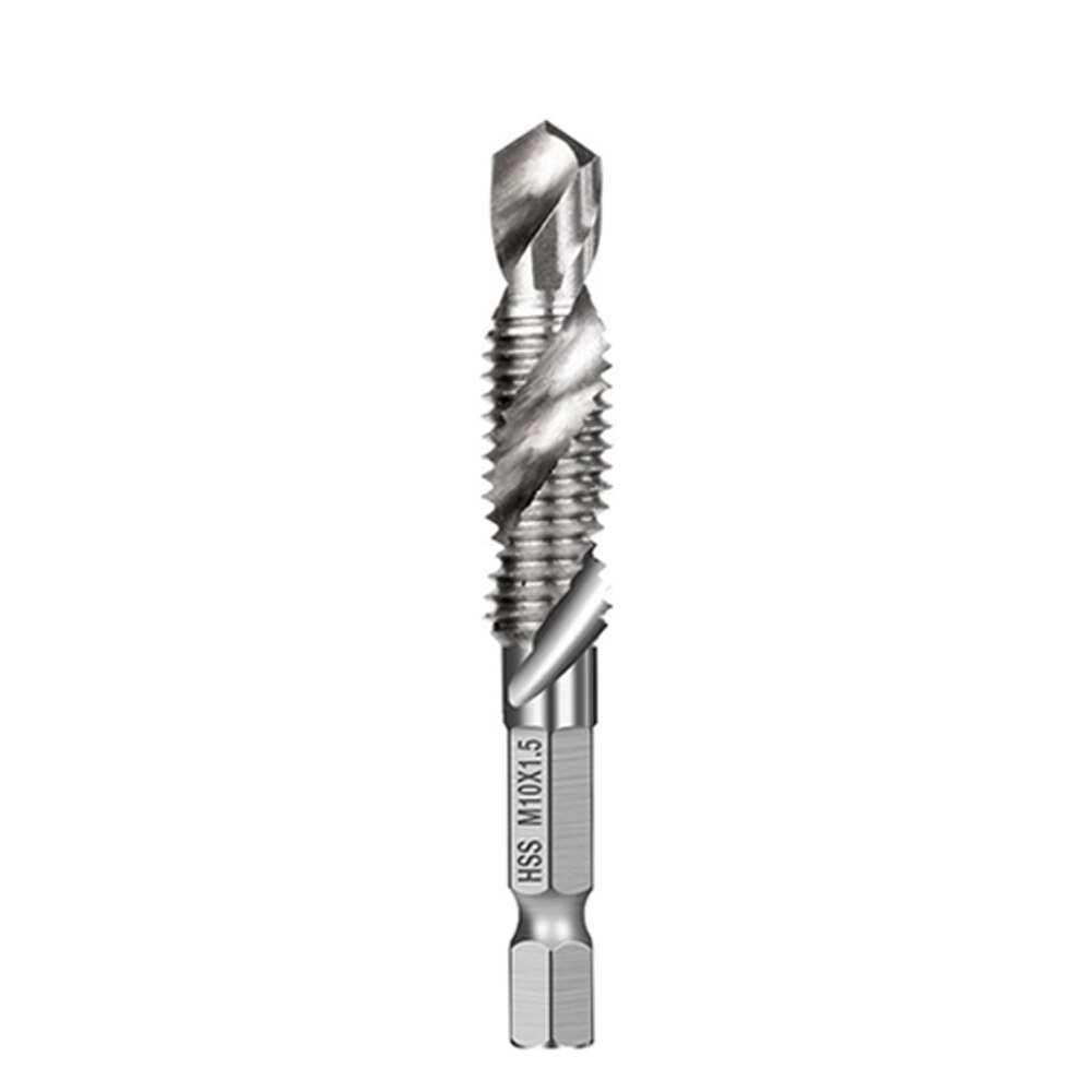 1pc High-speed Steel Hexagonal Shank Compound Taps Screw Tap Drill Bit Quick Change Hex Multiple Styles M3 M4 M5 M6 M8 M10: sliver / M10