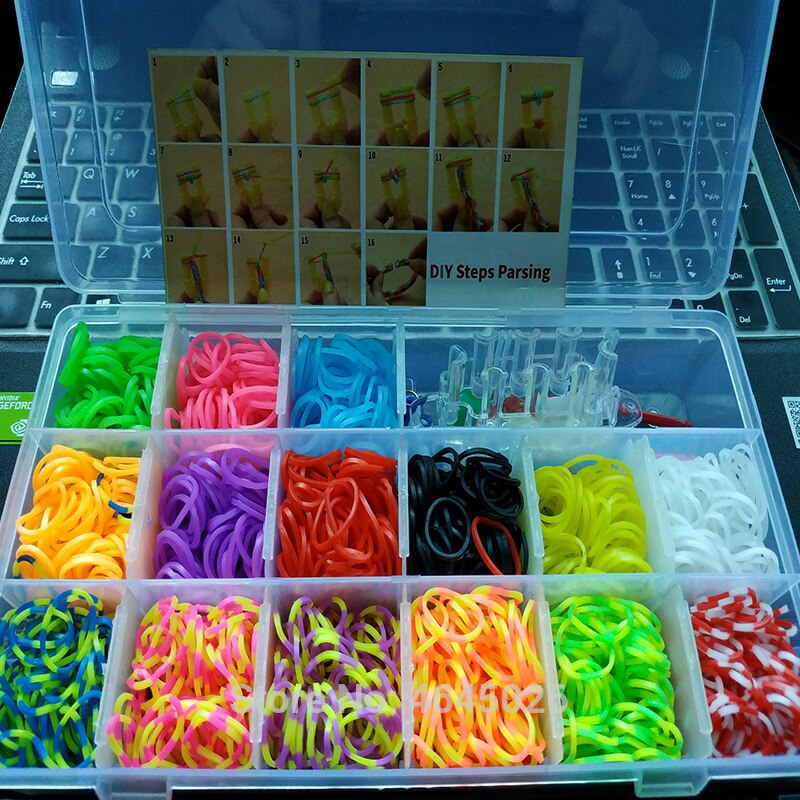 Caja de tejido de gomas para niños, pulsera elástica artesanal, Kit de artesanía, para niñas, juguetes para niños de 7, 8 y 10 años