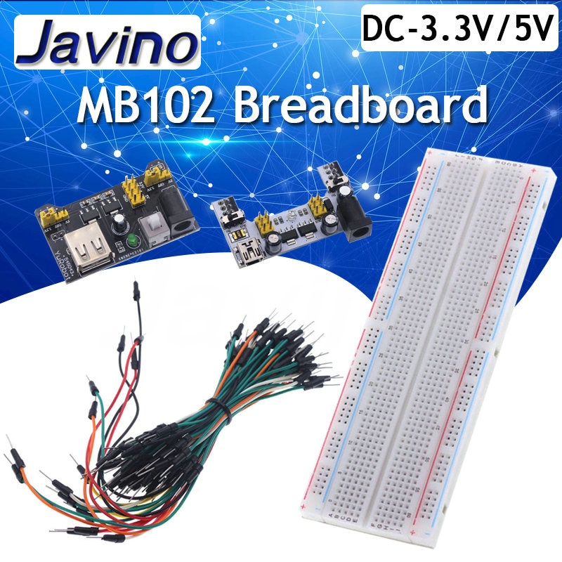 3.3 V/5 V MB102 Breadboard power module + MB-102 830 punten Soldeerloze Prototype broodplank kit 65 flexibele jumper draden DIY KIT
