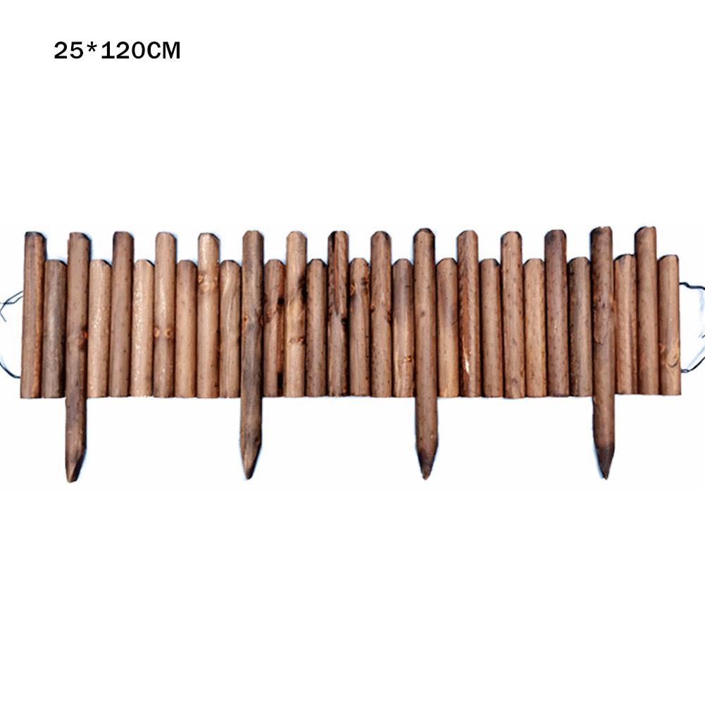 Spiked Log Roll Border Easy Plug-in Fence Palisade Corrosion Resistant Wooden Edging Fence for Flower Beds Lawns Paths spot