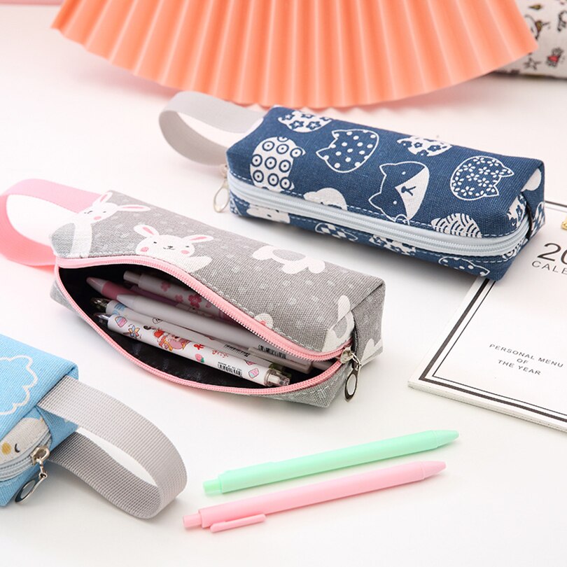 Pencil Case Unicorn Korean Stationery Trousse Scolaire Large Capacity Canvas Pencilcase Estuche Escolar School Pencil Pouch