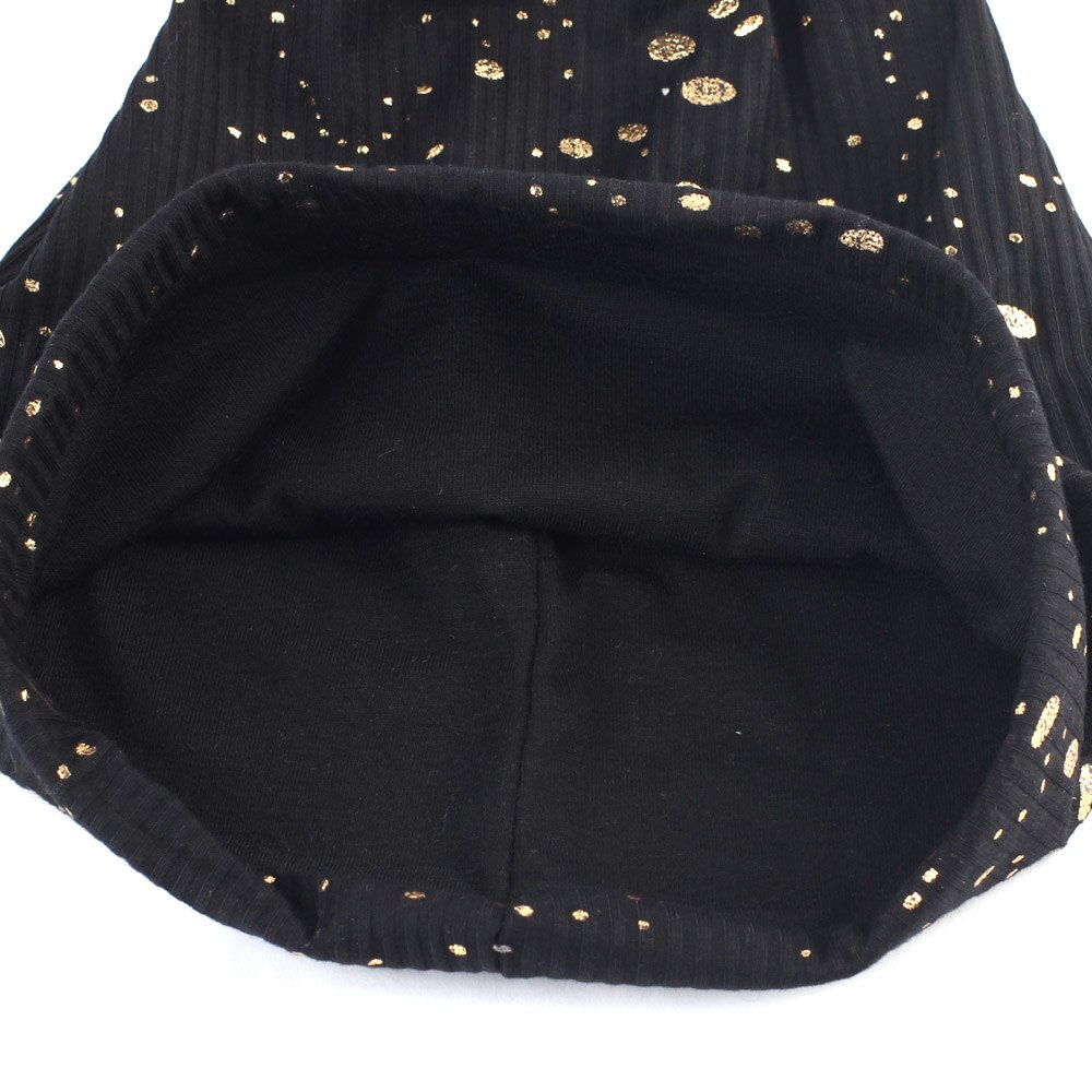 Femmes Éclaboussures Peinture Bonnet Chapeau Automne Couleur Métallique En Coton Côtelé Bonnet souple pour Femme Dames Bronzage Noir Skullies