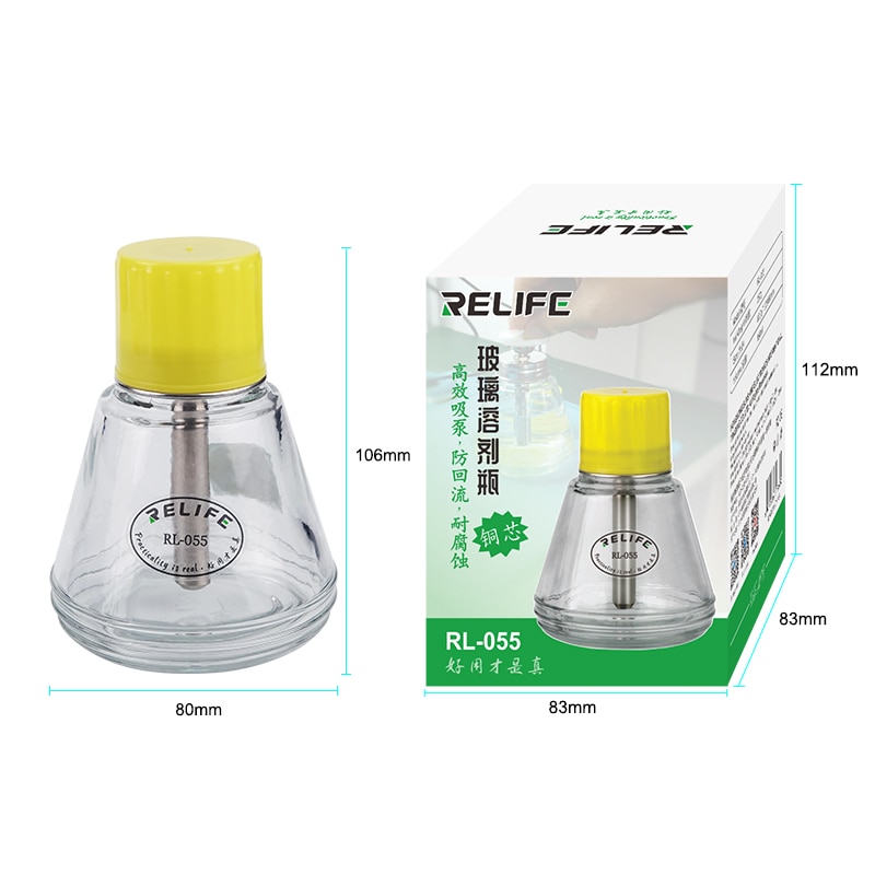 RELIFE-botella de vidrio solvente, RL-055, tubo de succión de Metal, tipo de prensado, botella de agua automática, botella de Alcohol con núcleo de cobre