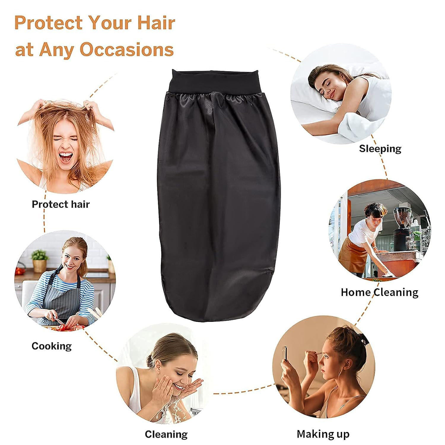 1 Stück lange, seidige Schlafhaube für glattes, lockiges Haar, extra große Haarhauben für Dreadlocks und Zöpfe, Satin--Schlafmützen für sterben Nacht