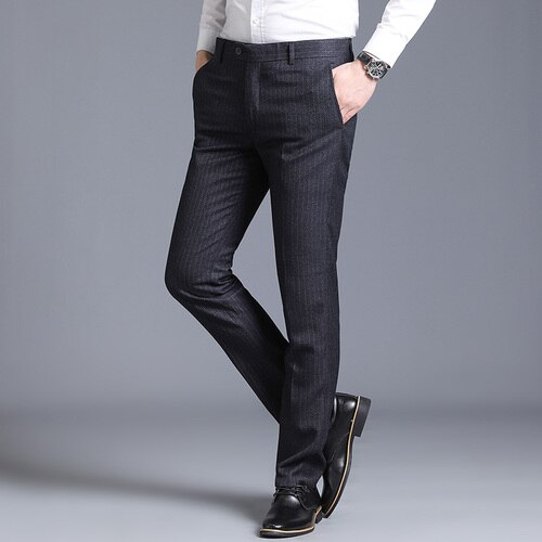 Hommes Slim Fit costume Pantalon formel mariage affaires Pantalon droit homme Pantalon gris bureau robe Pantalon hommes Pantalon Hombre 29-38: black / 38