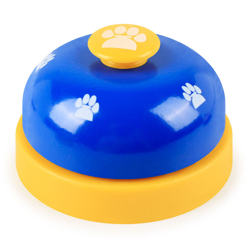 Kæledyrstræningsforsyning fodaftryk metal spiseklokke kæledyr legetøj uddannelse ringeklokke til pottræning hund katte legetøj: Blå