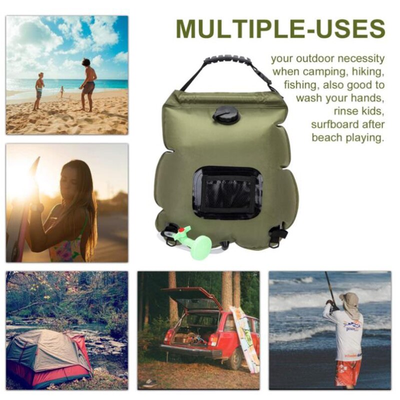 20L Solar- Dusche Tasche wasserdicht für Camping Tragbare Wasser Taschen draussen Faltbare Heizung Umschaltbar Kopf Mit Schnell Trockenen Handtuch