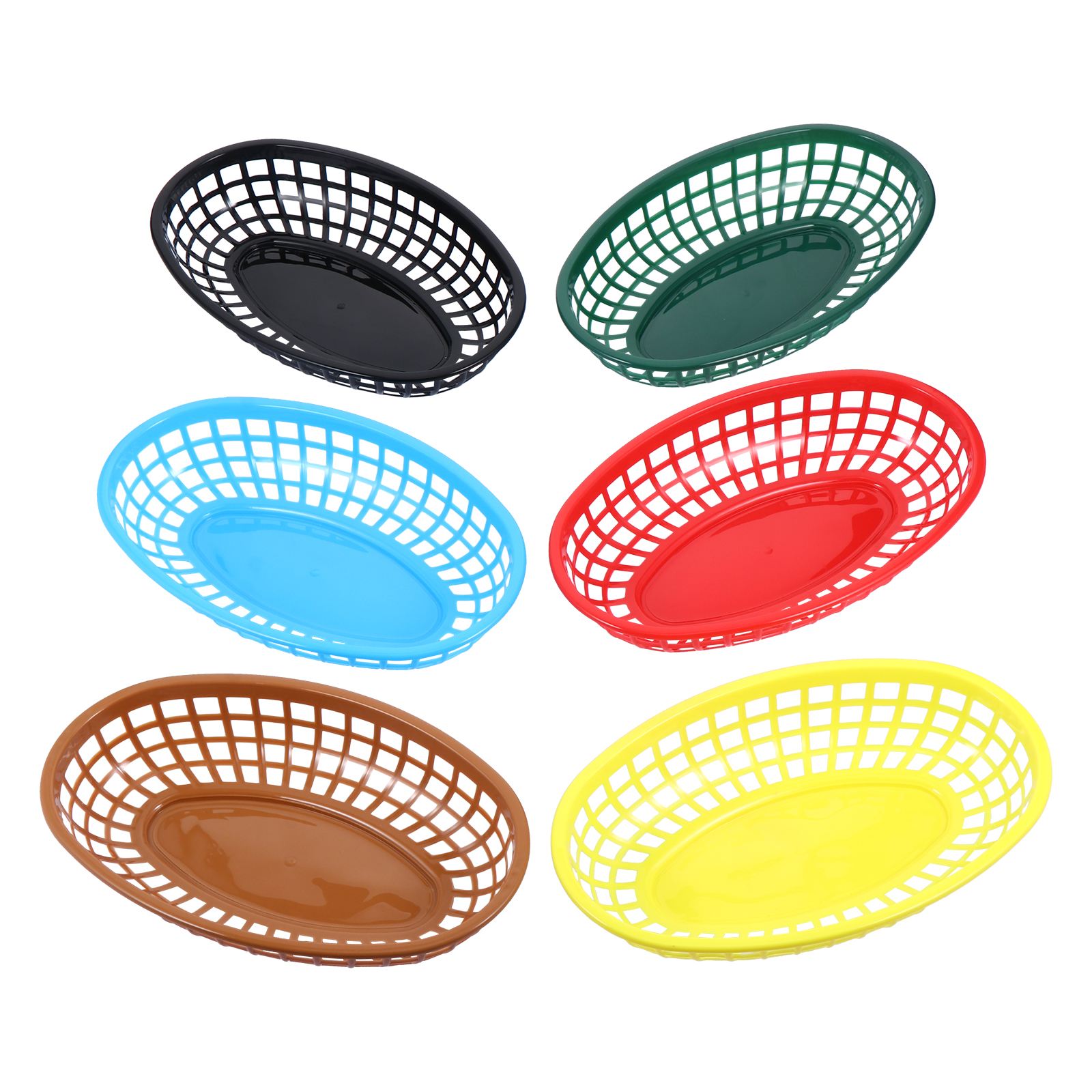 6Pcs Plastic Fries Burger Mand Fast Food Mand Boot Vormige Kom Willekeurige Kleur