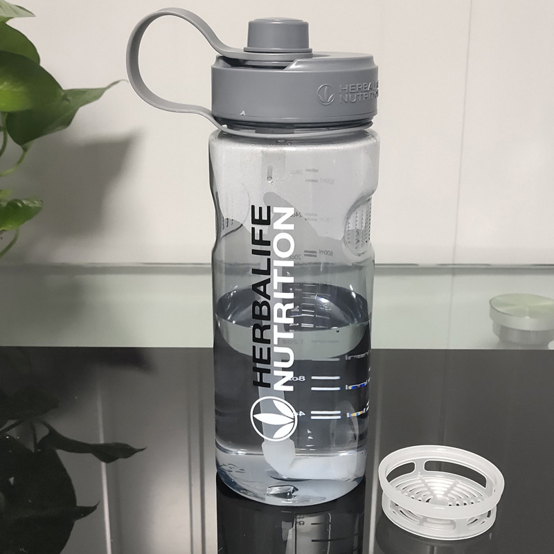 JOUDOO-bouteille de nutrition à l'herbalife 1000ml, pour shaker, pour lait, bouteille en paille, pour sport, gourde spatiale,: 1000ml gray