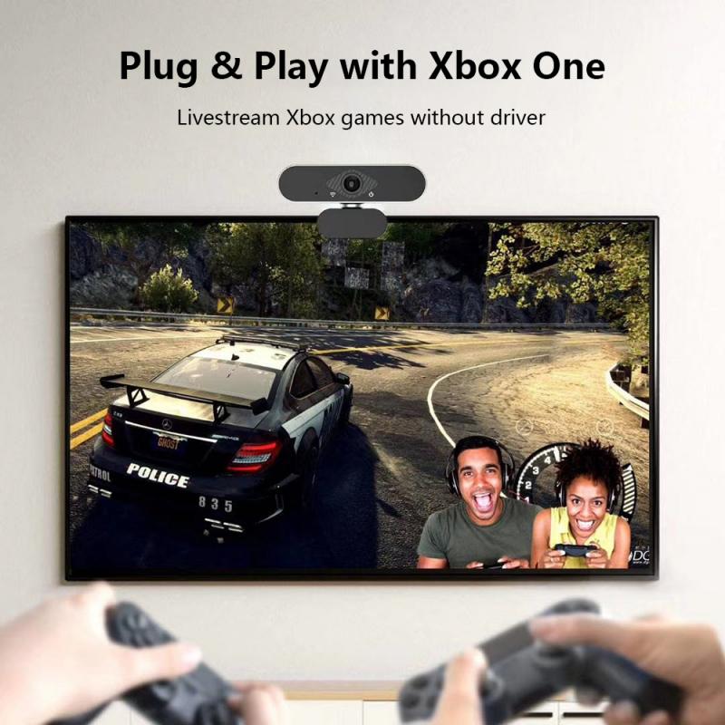 Webcam 1080p, Full HD, USB 2,0, cámara Web con micrófonos, Win 10, para ordenador de PC, compuerta