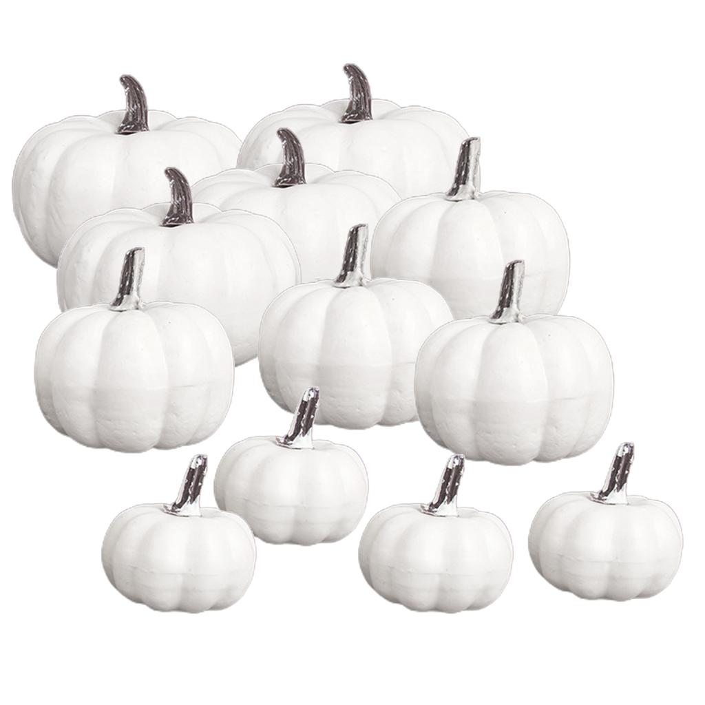 12Pack White Lifelike Pumpkin Fall Harvest Mini Pumpkins for Home Garden Decor