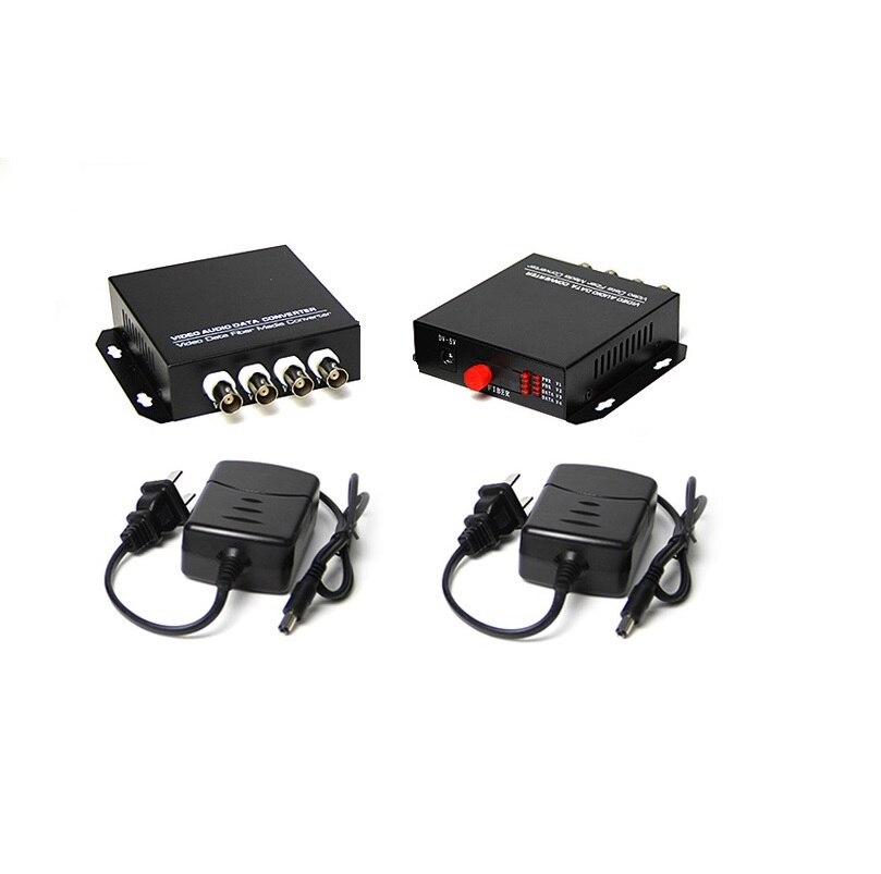 1 Pair Fiber Transceiver 4 Channels Pure Video Single Mode Single Fiber 4-way Video Optical Transceiver Optical Converter 20Km