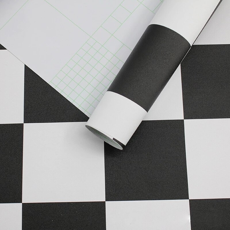 Thicken Wallpaper Diy For Living Room Bedroom Wall Black White Checkered Home Decor Sticker Kitchen Self-Adhesive Wallpaper Roll