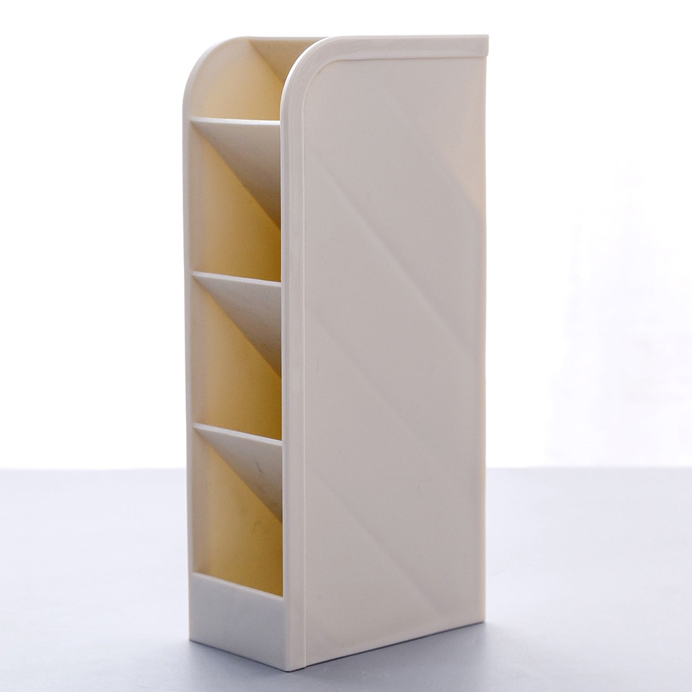 Porta pluma de escritorio multifunción de 4 rejillas estuche de almacenamiento para oficina y escuela, caja de plástico transparente, blanco y negro, organizador de lápices