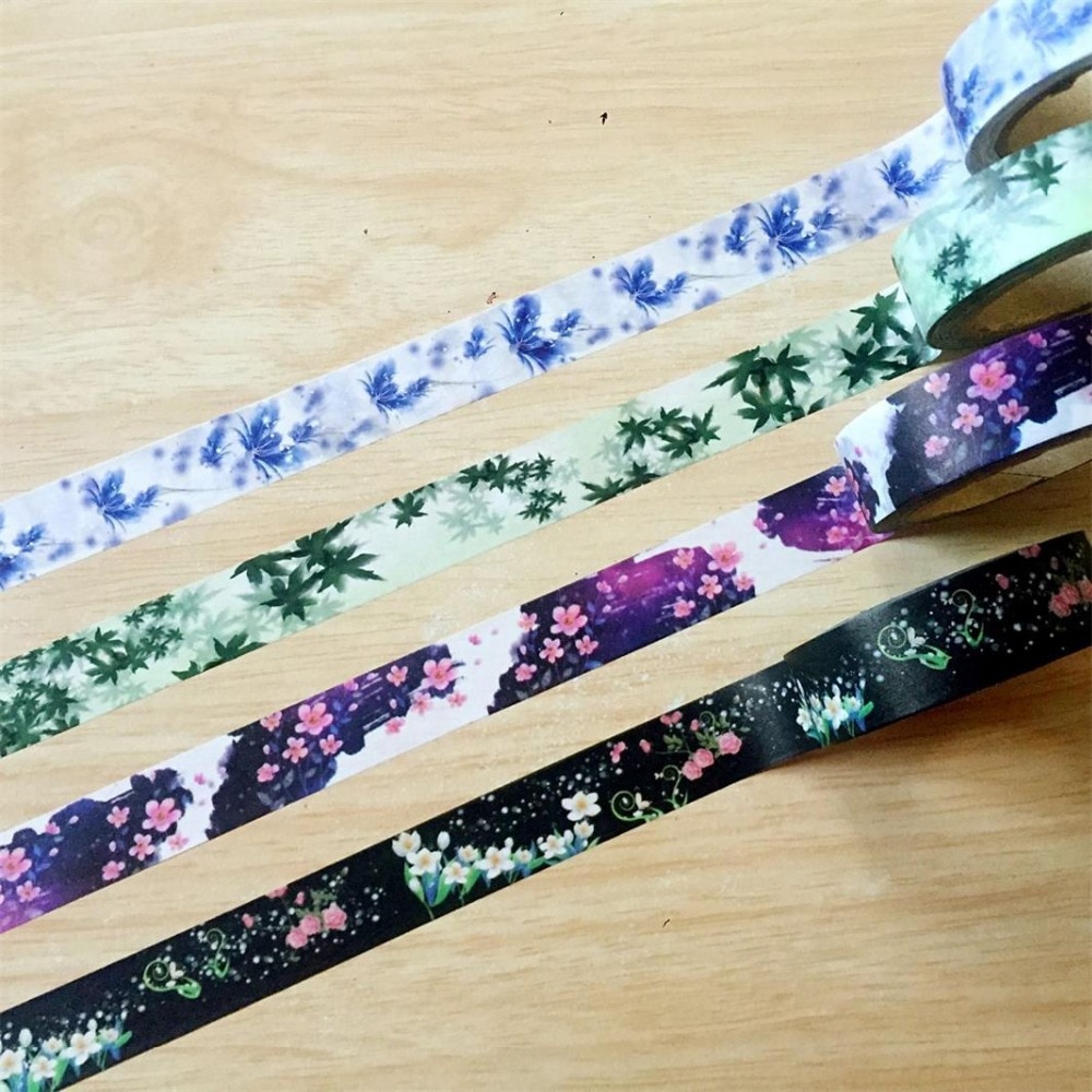 Beautiful 15mm*10m washi tape/Four Designs Flower masking japan washi tape