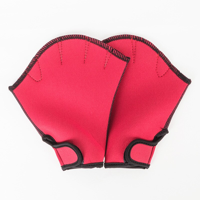 Swimming gloves Hand webbed Snorkelling Diving equipment Surfing Paddles Training Summer half finger gloves Women men Duck's paw: Red / M