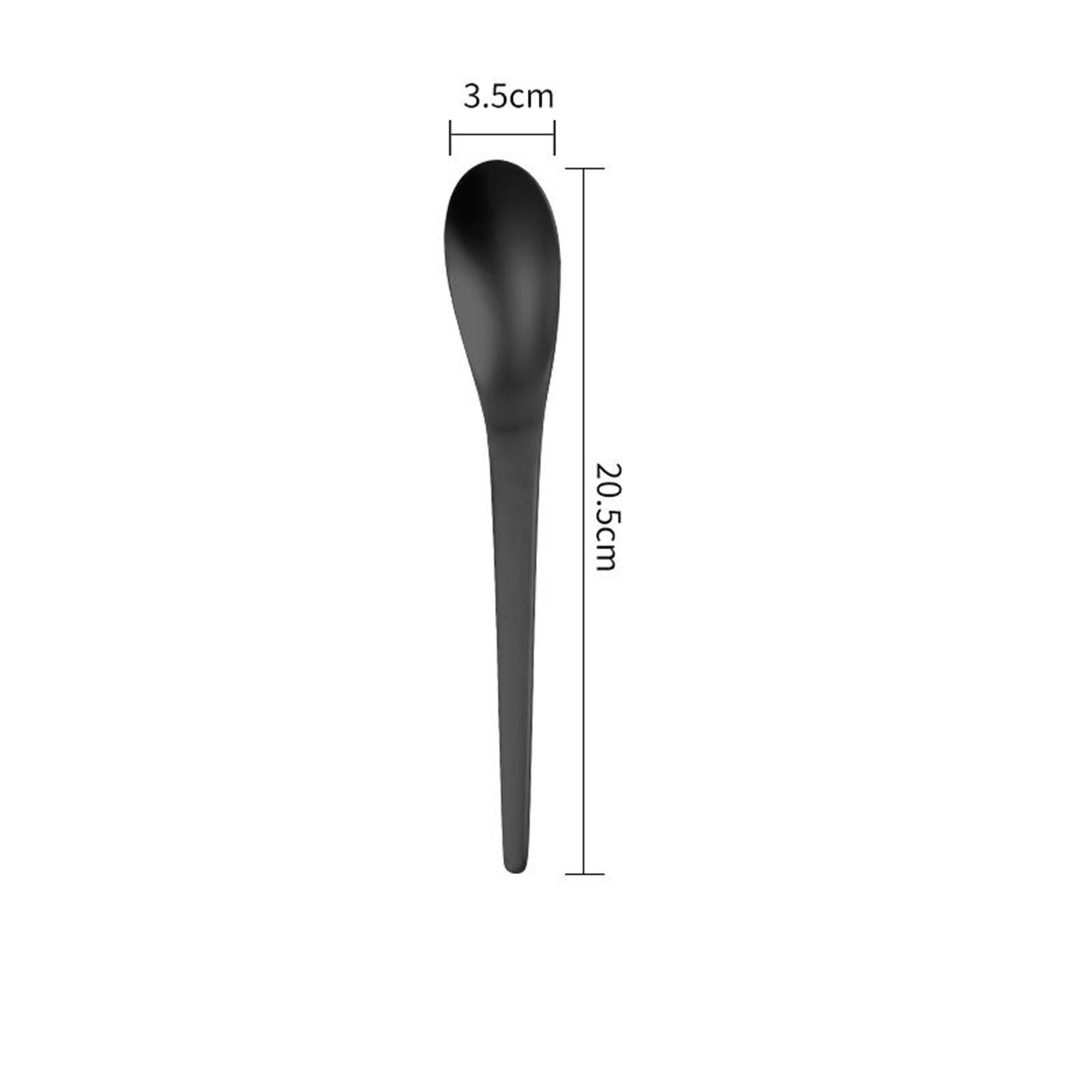1PC Colorful Mirror Stainless Steel Flatware Knife Fork Spoon Teaspoon Cutlery Tableware For Home Kichen Party Dishwasher: Black-Spoon
