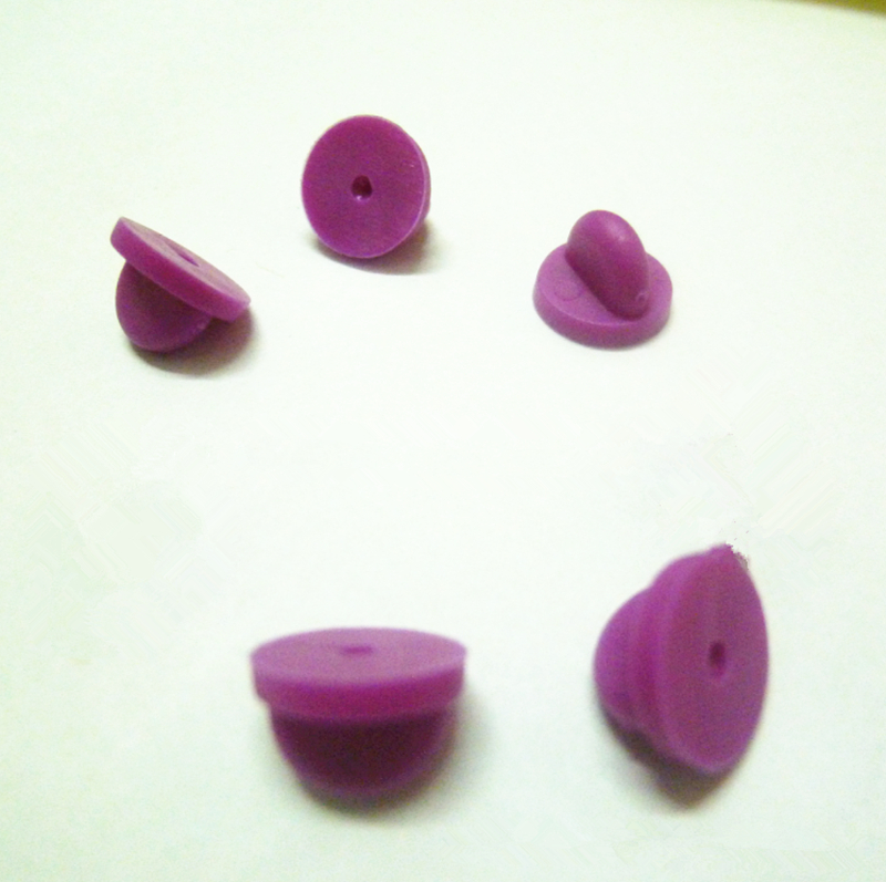 50 stuks/pak Veiligheid Broche Slot Metalen Rubber Kleurrijke Pins Terug Knop Gesp Sluitingen voor pin Broche base Sieraden Accessoires: Purple Pin Back