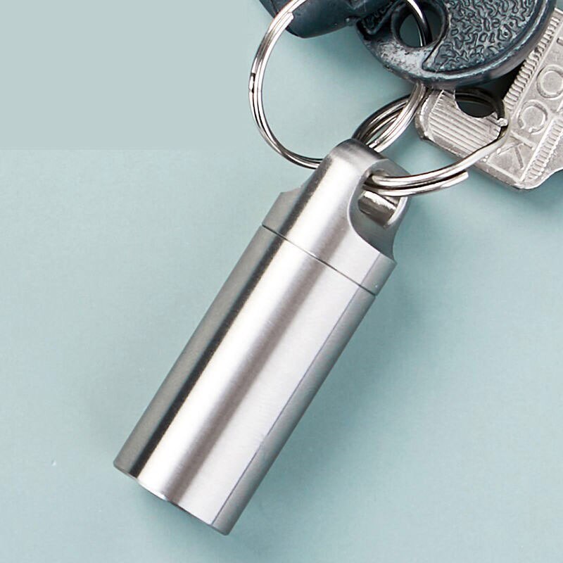 1Pcs Rvs Verzegelde Capsule Waterdicht Pillendoosje Camping Firstaid Hanger Reizen Outdoor Draagbare Pillendoosje Organizer