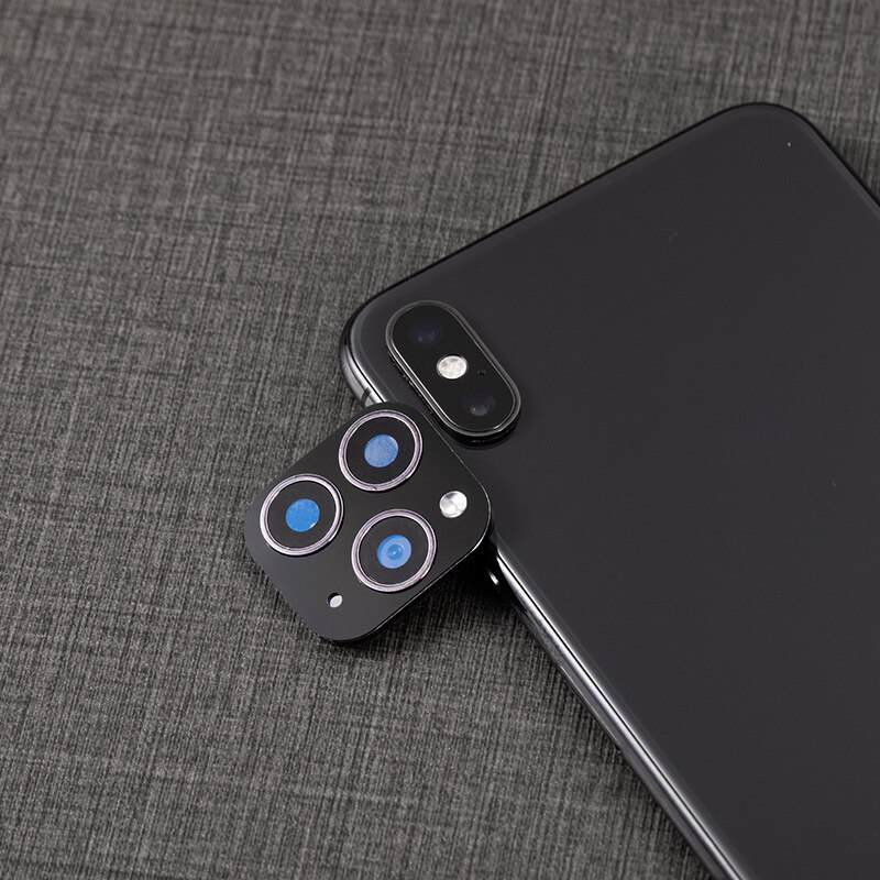 NUEVA cubierta de lente de cámara para IPhone X XS / XS MAX, cambio de segundos para IPhone 11 Pro, pegatina de lente, cubierta de cámara modificada: Black