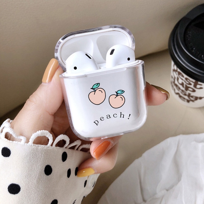 Fruit Transparent Cute Case For Apple airpods Case Cover Summer Peach Bluetooth Earphone Case For Airpods Headphone Hard Case