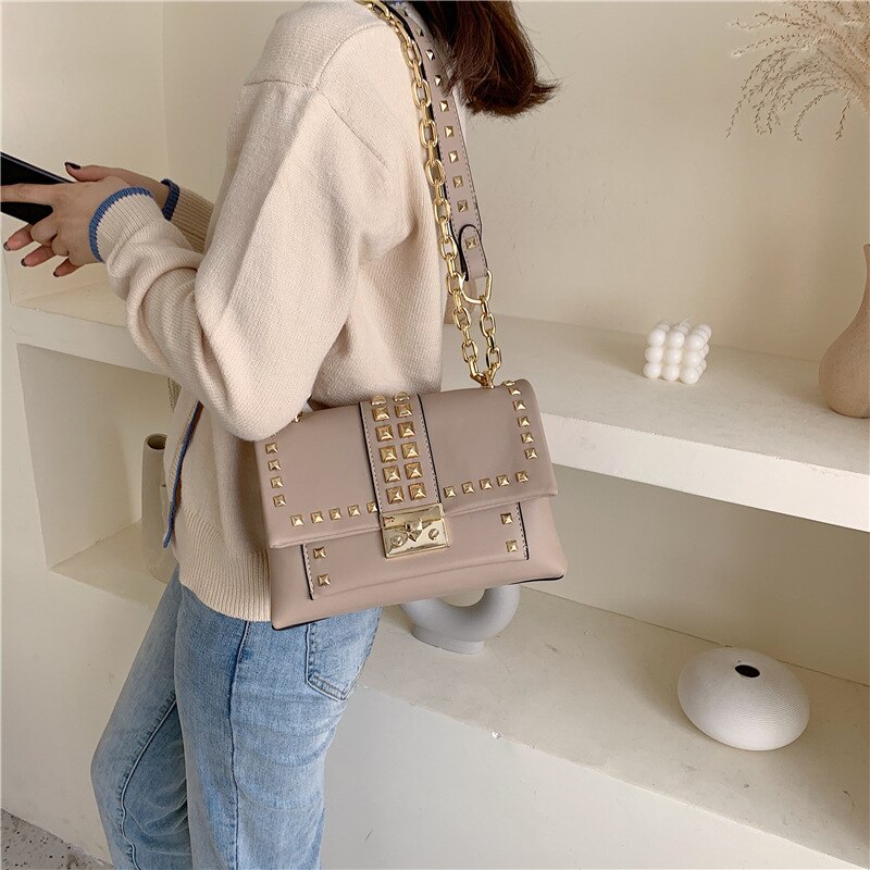 Original Rivet sac nouvelle coréenne serrure unique épaule sac de messager sac carré