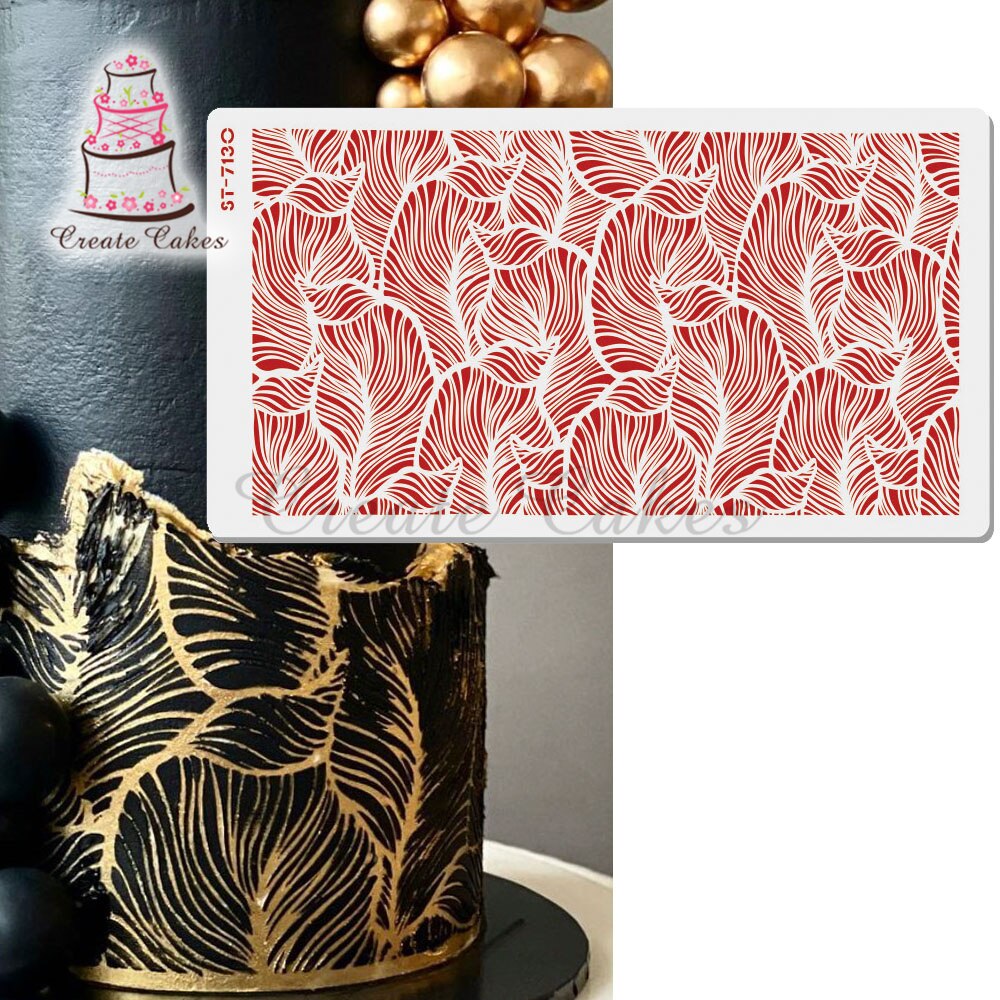 Plant Bladeren Cake Stencil Bruidstaart Kant Side Plastic Stencil Cake Side Kant Stencil Diy Tekening Shape Cake Decorating Tool
