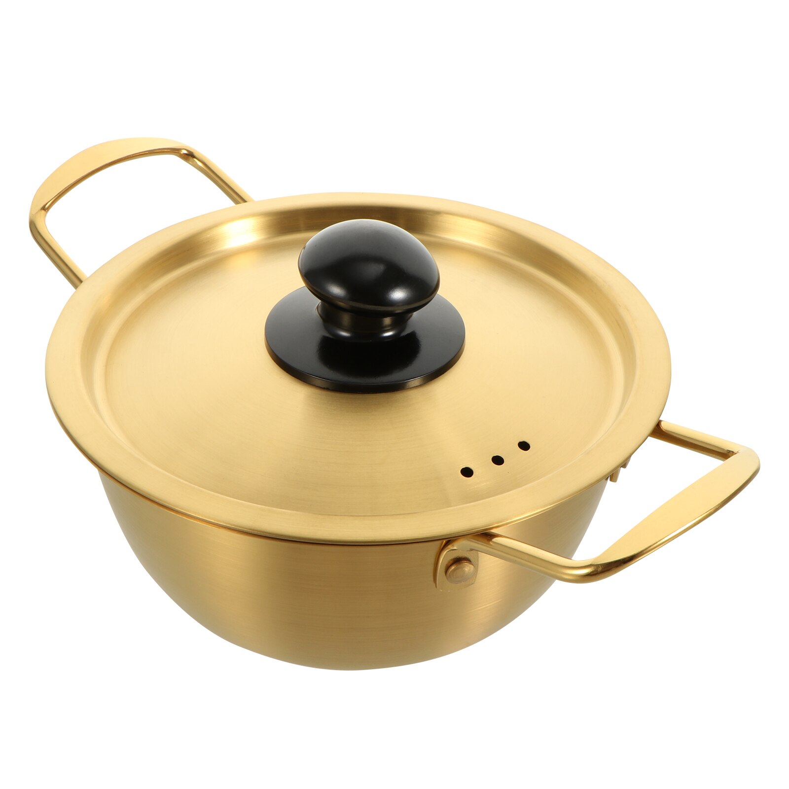 1 Set Chic Gold Soup Kitchen Stainless Steel Pot Double-handle Soup Pot Instant Noodles Pot Kitchen Cooking Tools cookware set