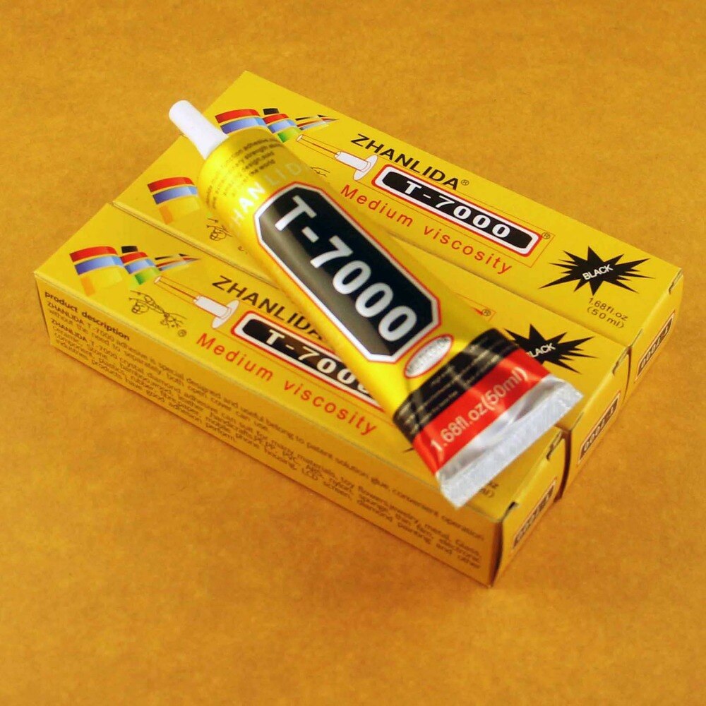 , 20 unidades de pegamento negro de 50ml T7000, resina epoxi adhesiva multiusos para manualidades, pantalla táctil de cristal, T-7000 para teléfono móvil