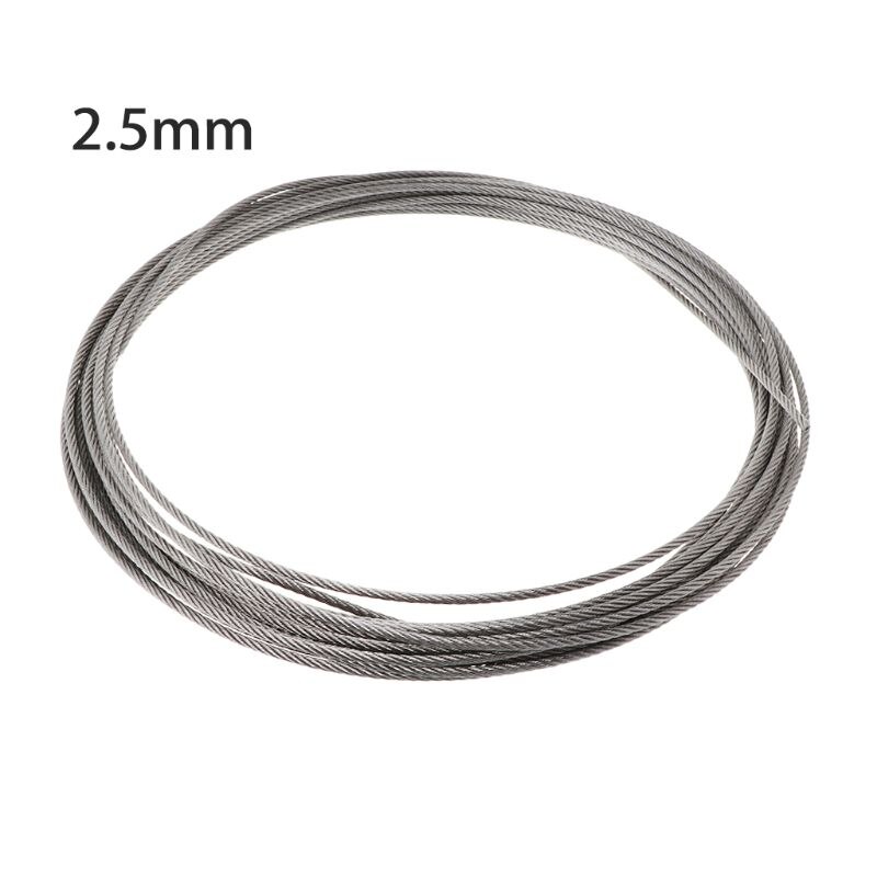 10m 304 wire reb rustfrit stål blødt fiskeri løftekabel 7 × 7 tørresnor  b85c