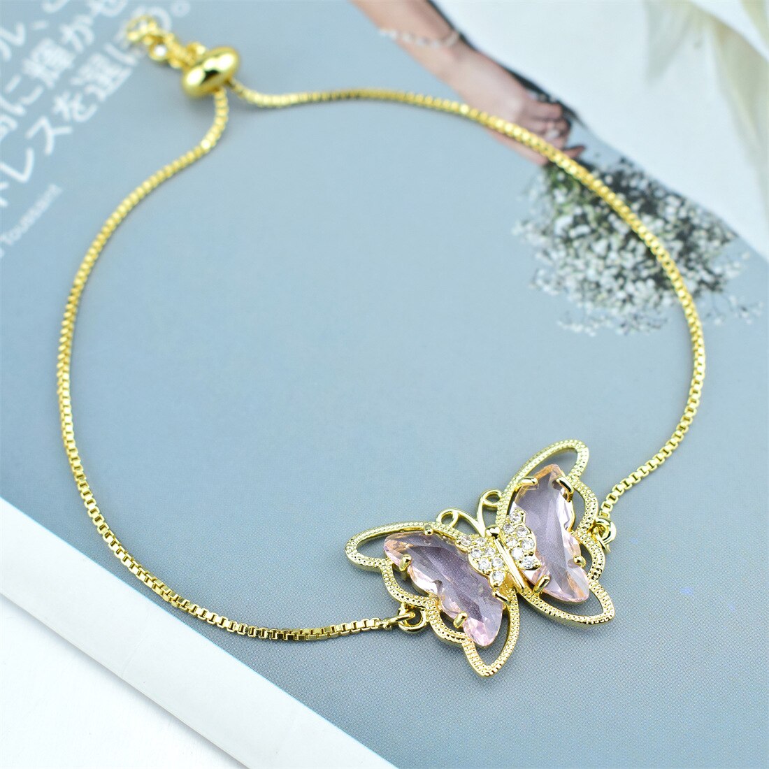 Butterfly Crystal Zircon Bracelet Hollow Butterfly Factory Direct Sales 18 Color Spot Bracelet: 9
