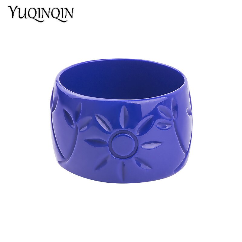 Brazalete de resina de con grabado de flores del sol para mujer, brazaletes de , Pulseras anchas acrílica para mujer, abalorio Simple, joyería para
