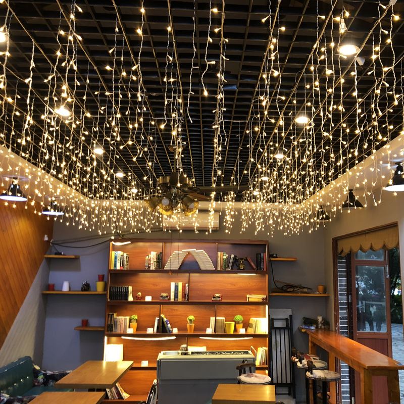 Rideau lumineux à 96LED, 0.4-0.6m, 4m, pour extérieur, mariage, noël, guirlande féerique scintillante, prise EU/US