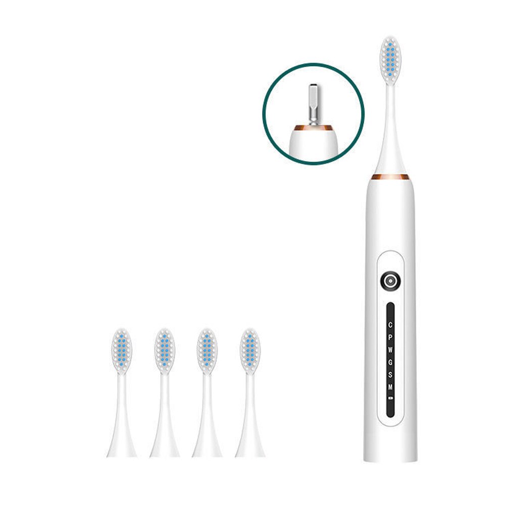 Electric Toothbrush Tooth Brush USB Rechargeable Adult Waterproof Ultrasonic Automatic 6 Mode With Travel Case: Package A