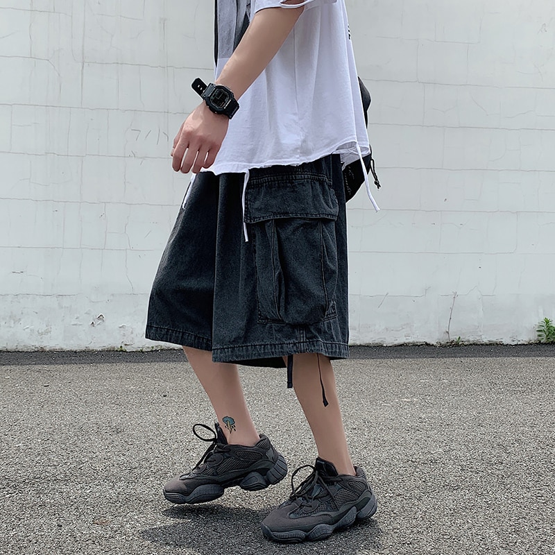 Iidossan effen denim shorts heren zakken regular fit oversized korte jeans heren casual shorts denim hiphop broek