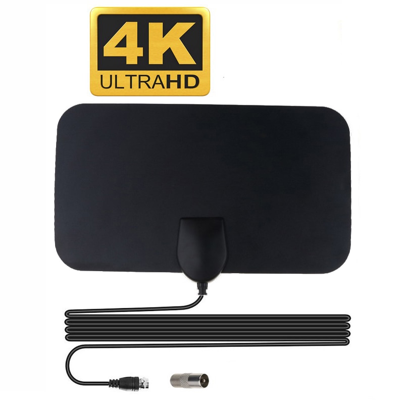 FGCLSY 4K 25DB haut Gain HD TV DTV boîte antenne de télévision numérique prise ue 50 Miles Booster actif intérieur antenne HD plate