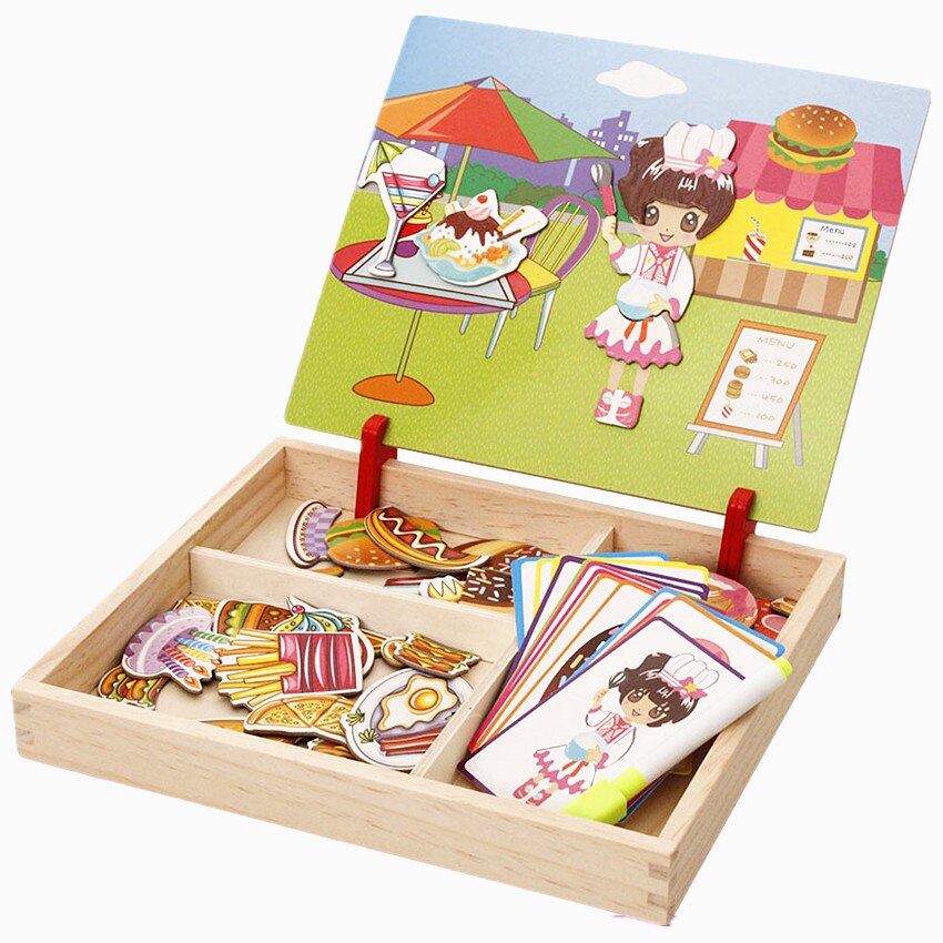Meisjes Dressing Jigsaw Wodden Puzzels Tekentafel Magnetische Puzzels Prinses Puzzel Educatief Speelgoed: party