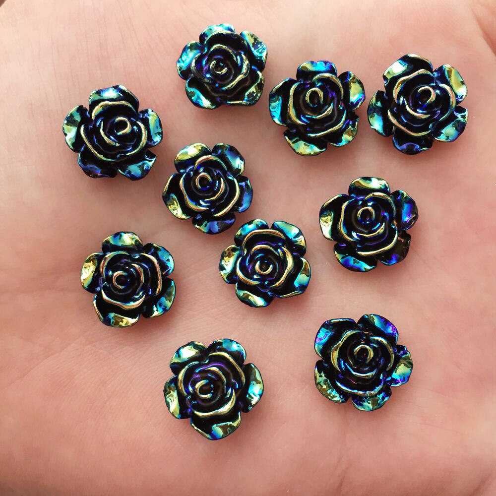 40 Pcs 12mm AB Hars Bloem Platte Achterkant Steen Plakboek Steentjes DIY Bruiloft Applique Ornament Ambachten F534