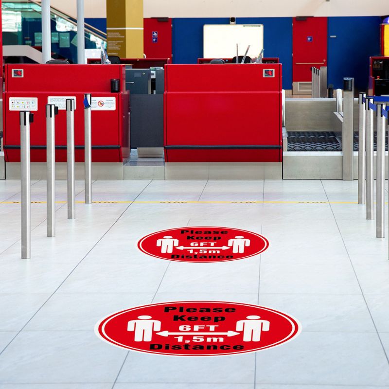 Round Anti-Slip Social Distance Keeping Floor Sticker Safety Floor Sign Marker Adhesive Paster Maintain 6 Feet Distance