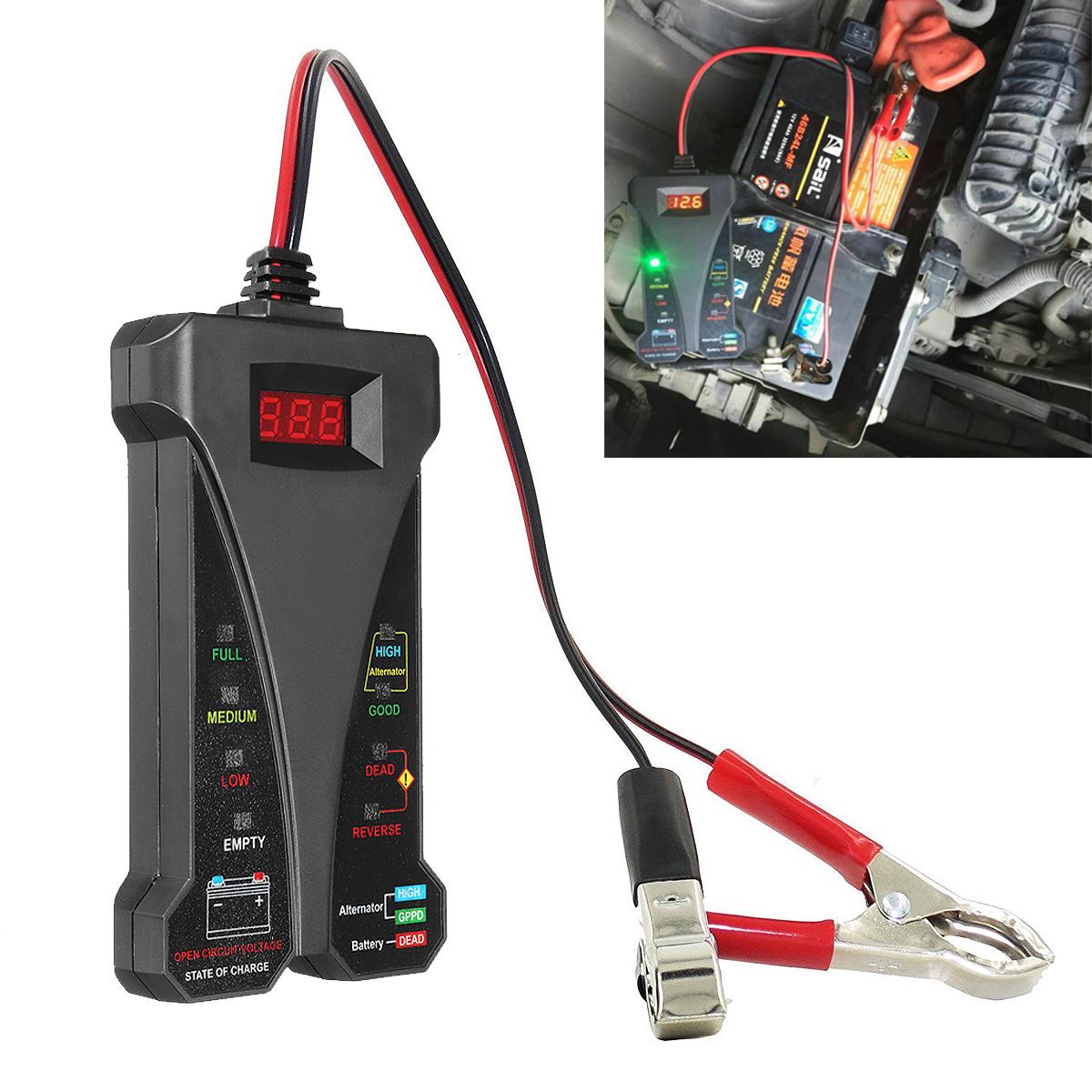 12V Battery Tester Digital ATV Motorcycle E-bike Voltage Battery Load Analyzer Multifunction Diagnostic Tool Mini
