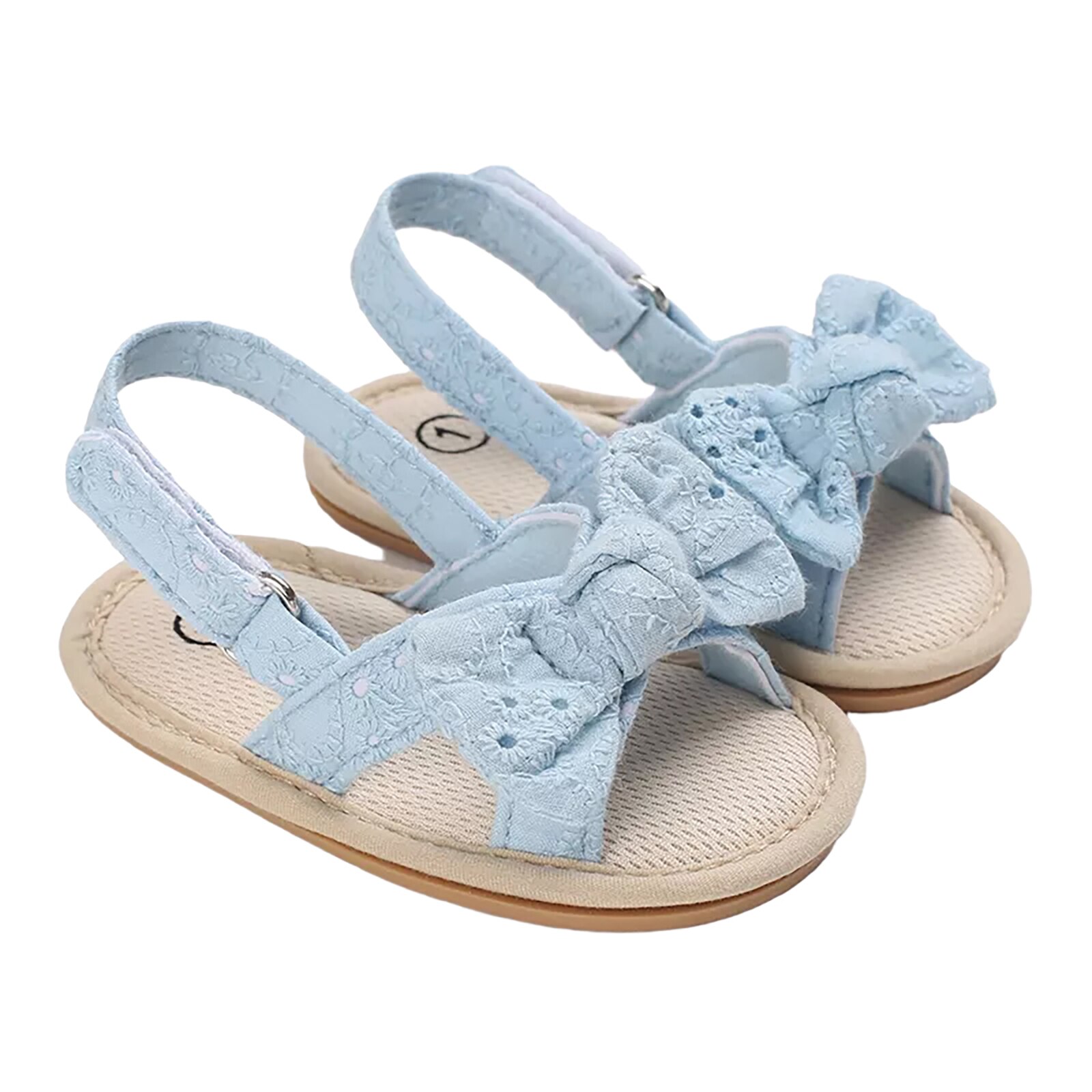 Sandales d'été à nœud papillon pour bébés filles de 0 à 18 mois, avec semelles antidérapantes, pour tout-petits: D / 0-6 mois