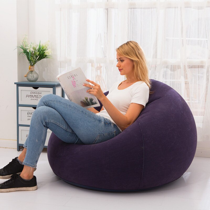Canapé gonflable à double usage, intérieur et extérieur, canapé simple, tabouret bicolore, pour les loisirs et le divertissement, pour la maison pour petit appartement: blue A