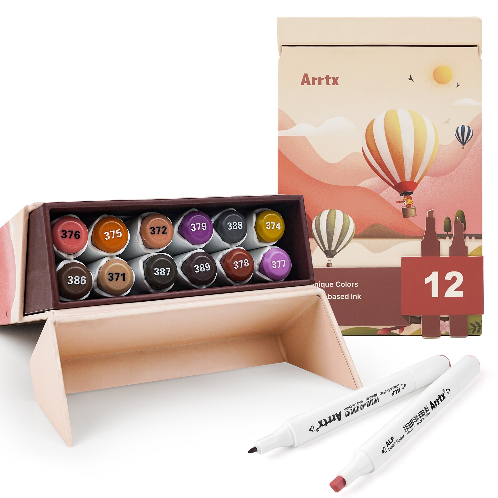 Arrtx Alp Skin Tone Markers 2.0 Set 12 Kleuren Dual-Tip Markers Met Geschenkdoos Voor Illustratie Schetsen Kleuring